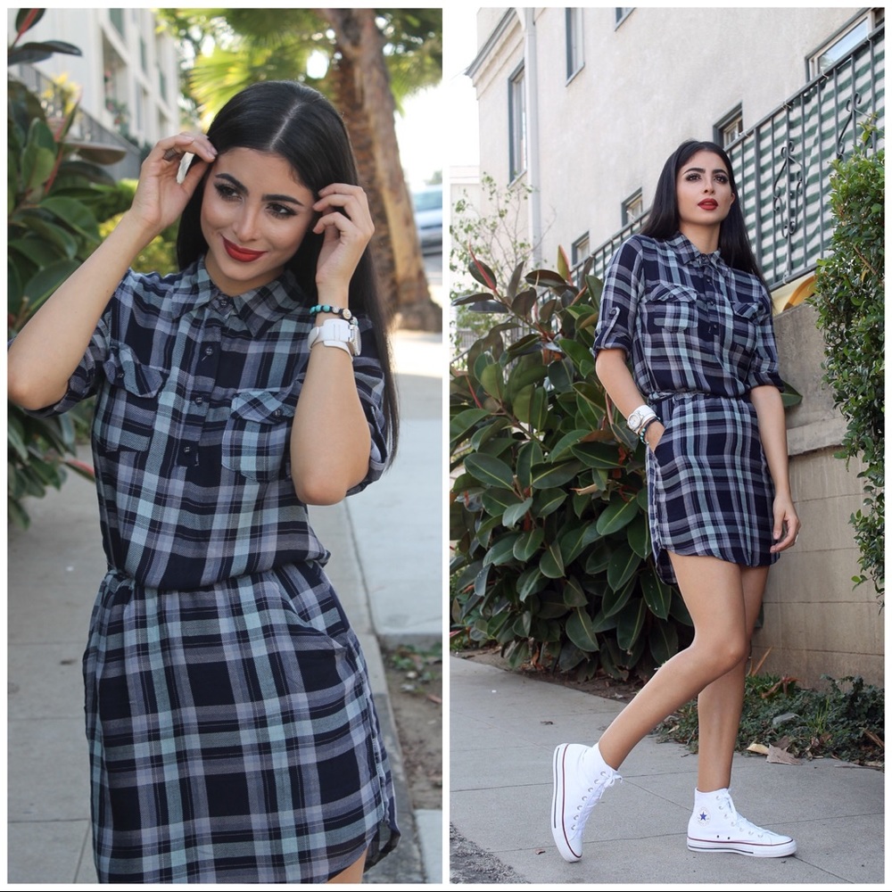 🎁SALE Converse plaid shirt dress gray